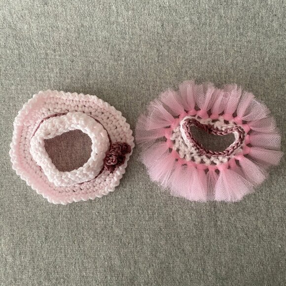 Handmade Crochet Pink Mauve Princess Tutu for 17cm Doll 2-Piece Set - Picture 5 of 6